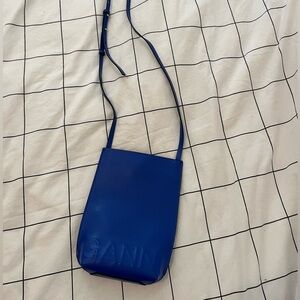 Ganni mini Crossbody bag blue leather